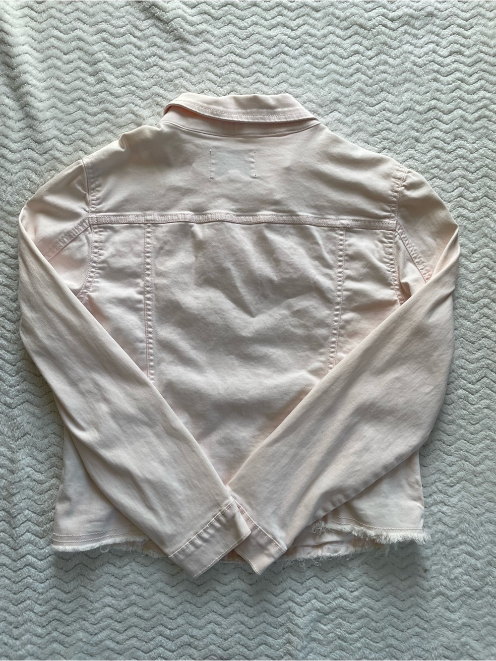 Angels Forever Young Pink Denim Jacket Distressed Hem Size Medium - Picture 5 of 9